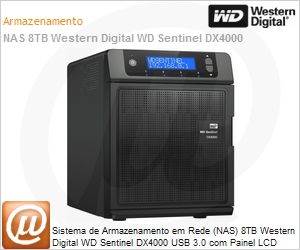 WDBLGT0080KBK - Sistema de Armazenamento em Rede (NAS) 8TB Western Digital WD Sentinel DX4000 USB 3.0 com Painel LCD
